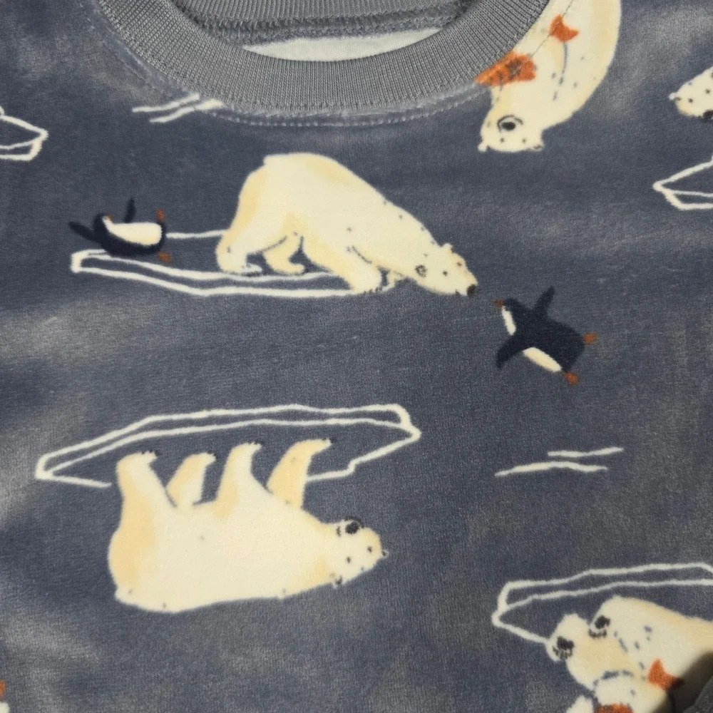 Carters 18mo Boys Blue Polar‎ Bear Penguin Fleece Pajama Set NWT